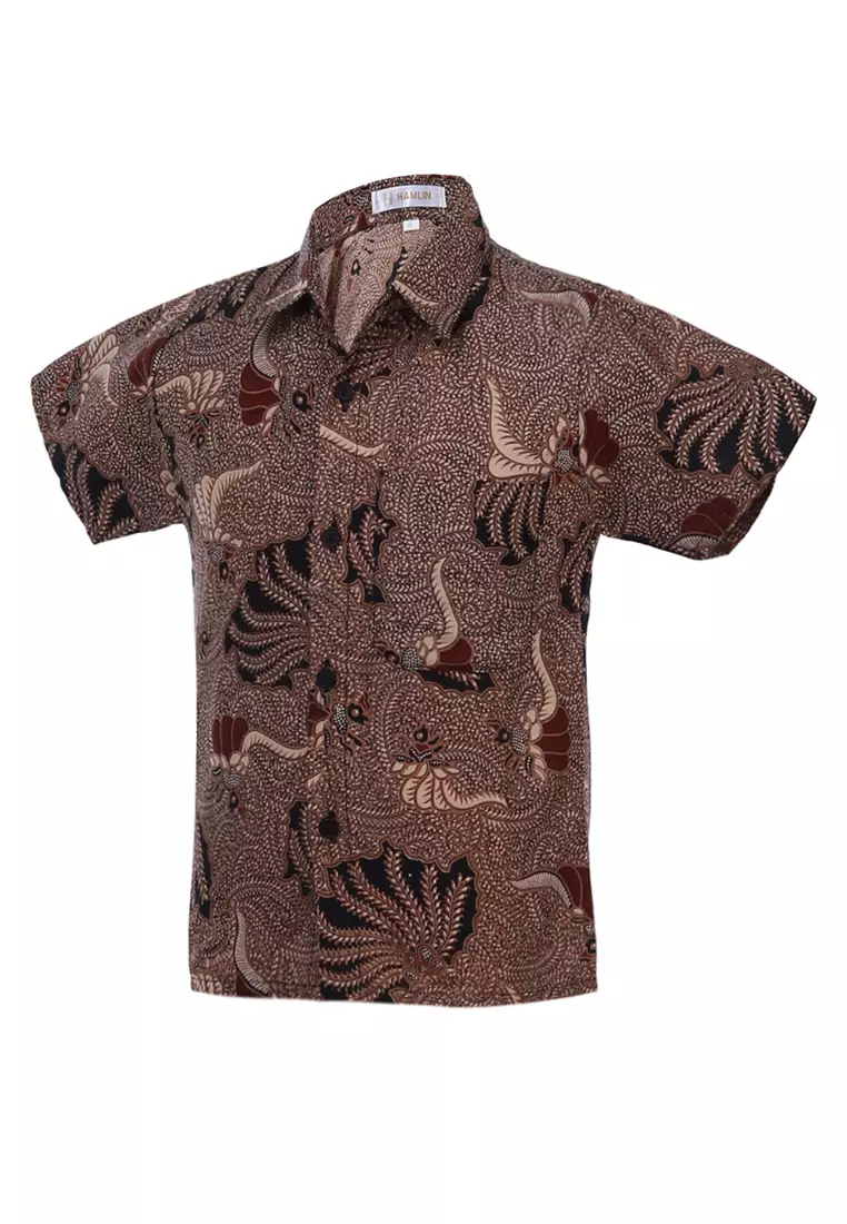 Lucas Kemeja Formal Batik Anak Laki-laki Lengan Pendek Motif Kerang Kids Traditional Shirt Material Cotton ORIGINAL - Brown