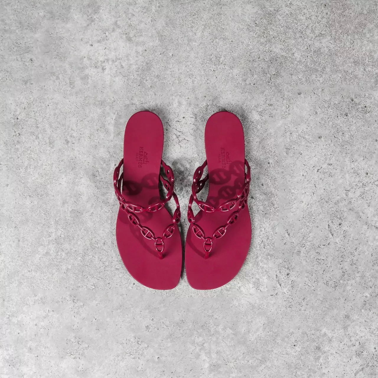 Sandal HERMES ISLAND JELLY RED WINE SANDAL 100% ORIGINAL