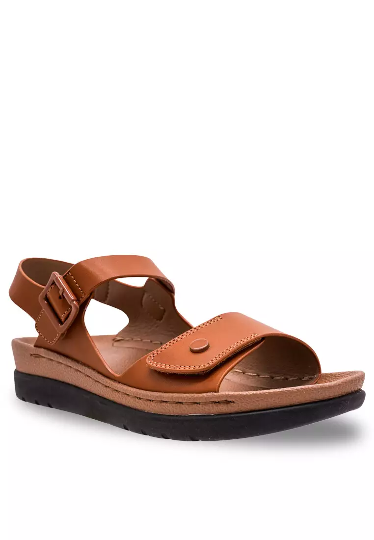 Women Sling Back Faux Leather Strap Casual Sandals - 230471224