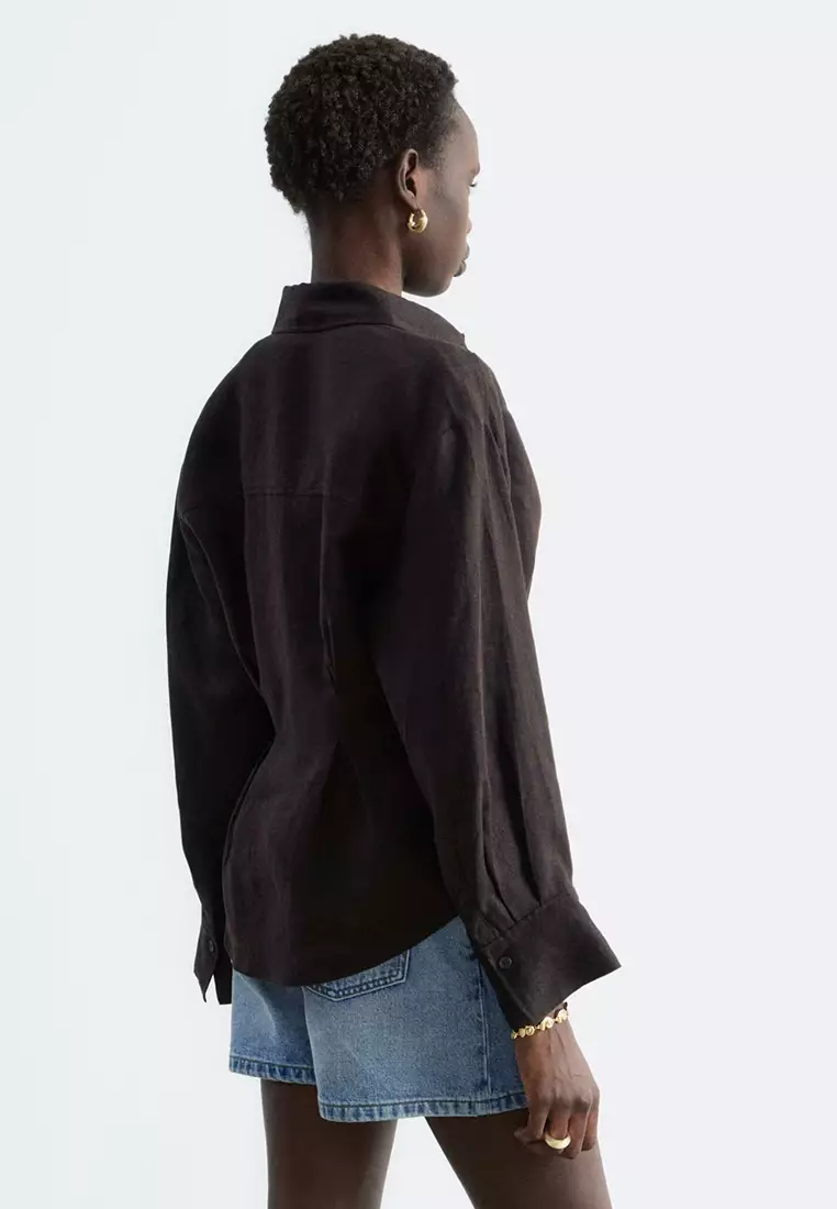 Pleated-Waist Linen Shirt
