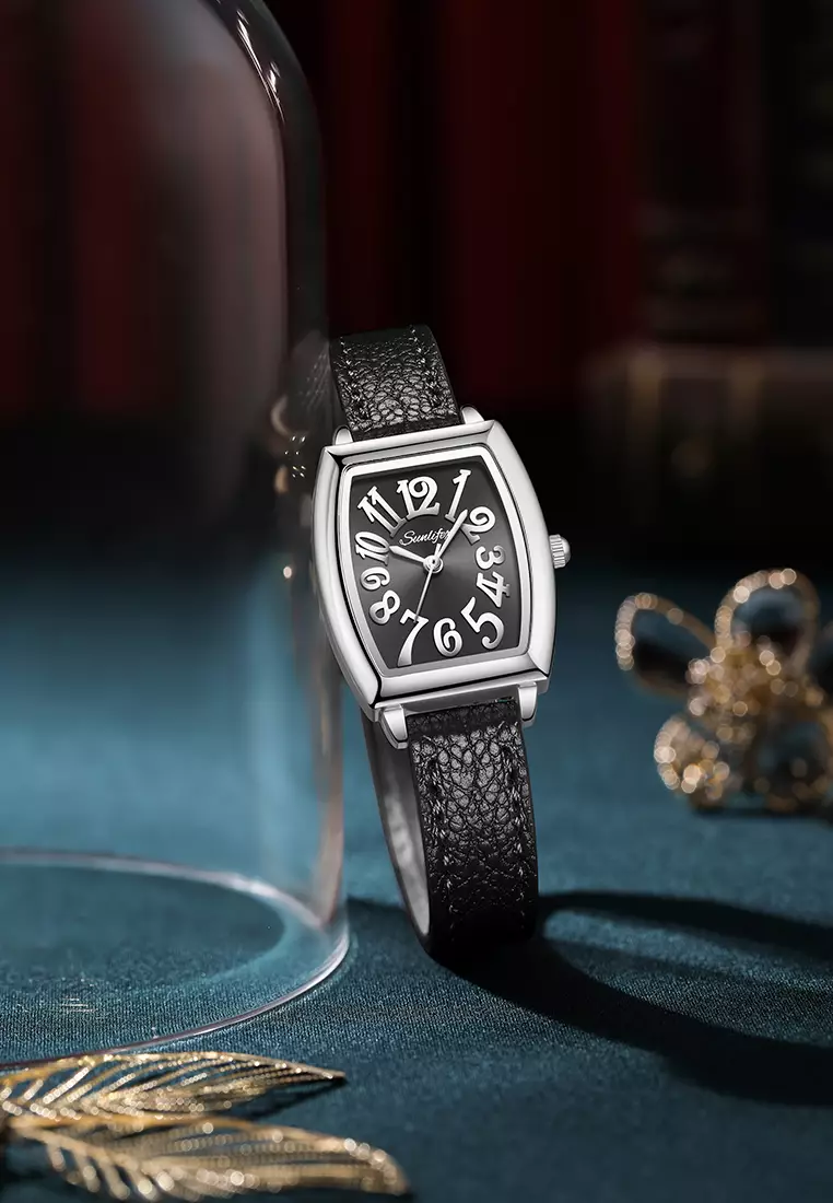 Jam Tangan Wanita Simple Original Korea Tali Kulit Anti Air Jam Tangan Cewek black