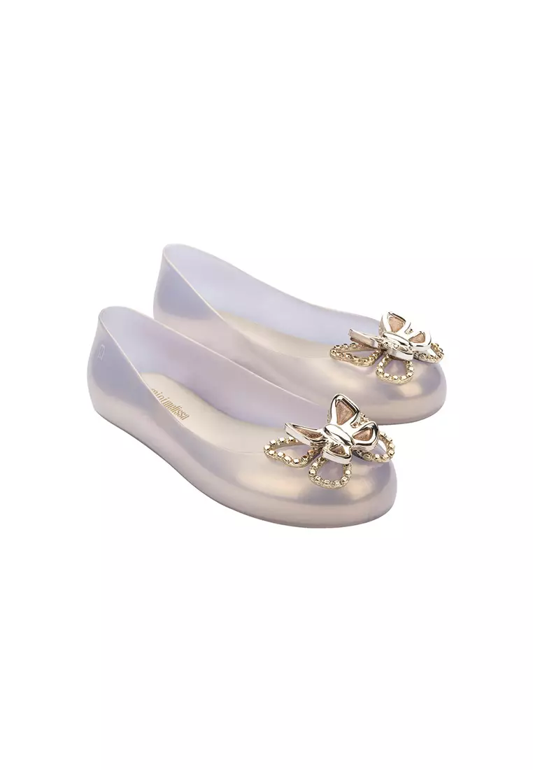 Mini Melissa Sweet Love Fly Inf Kids Flats - Pearly/Gold