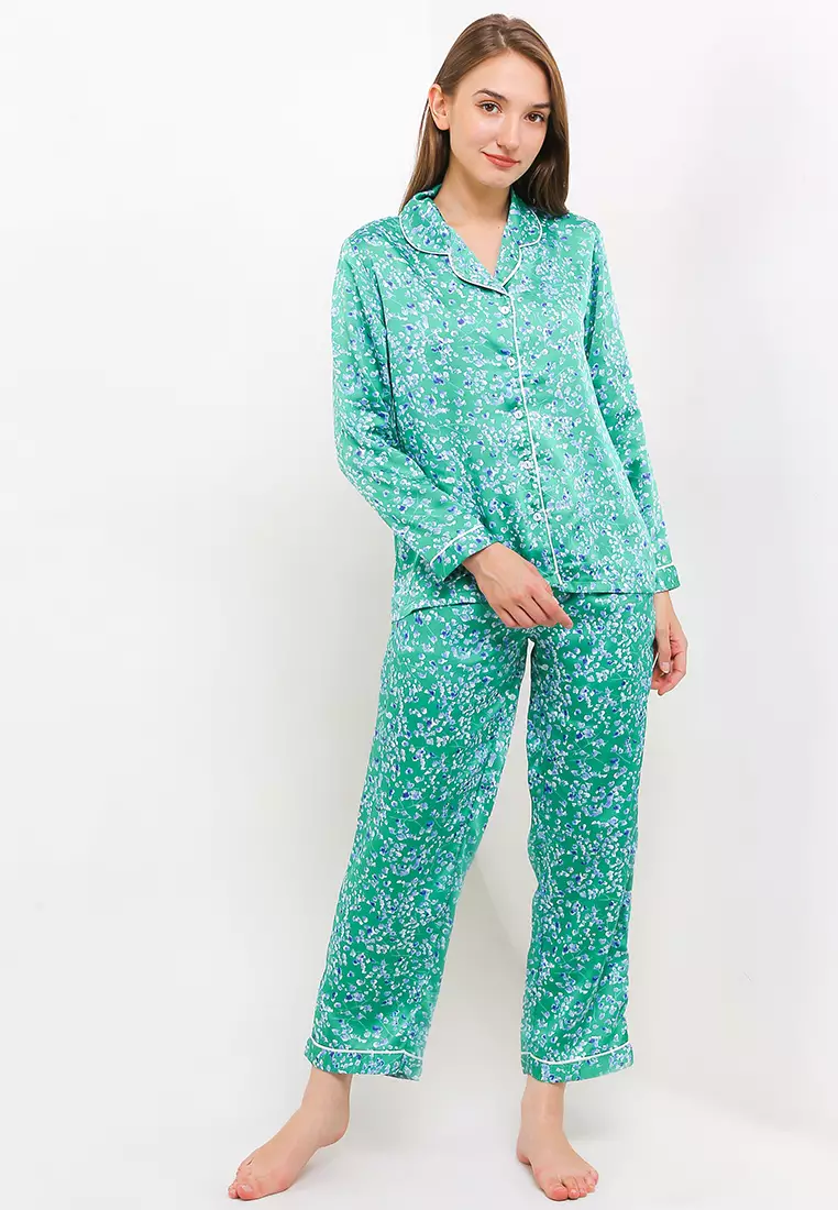 Pyjama Pijama Satin Silk Long Sleeve Long Pants Sleepwear