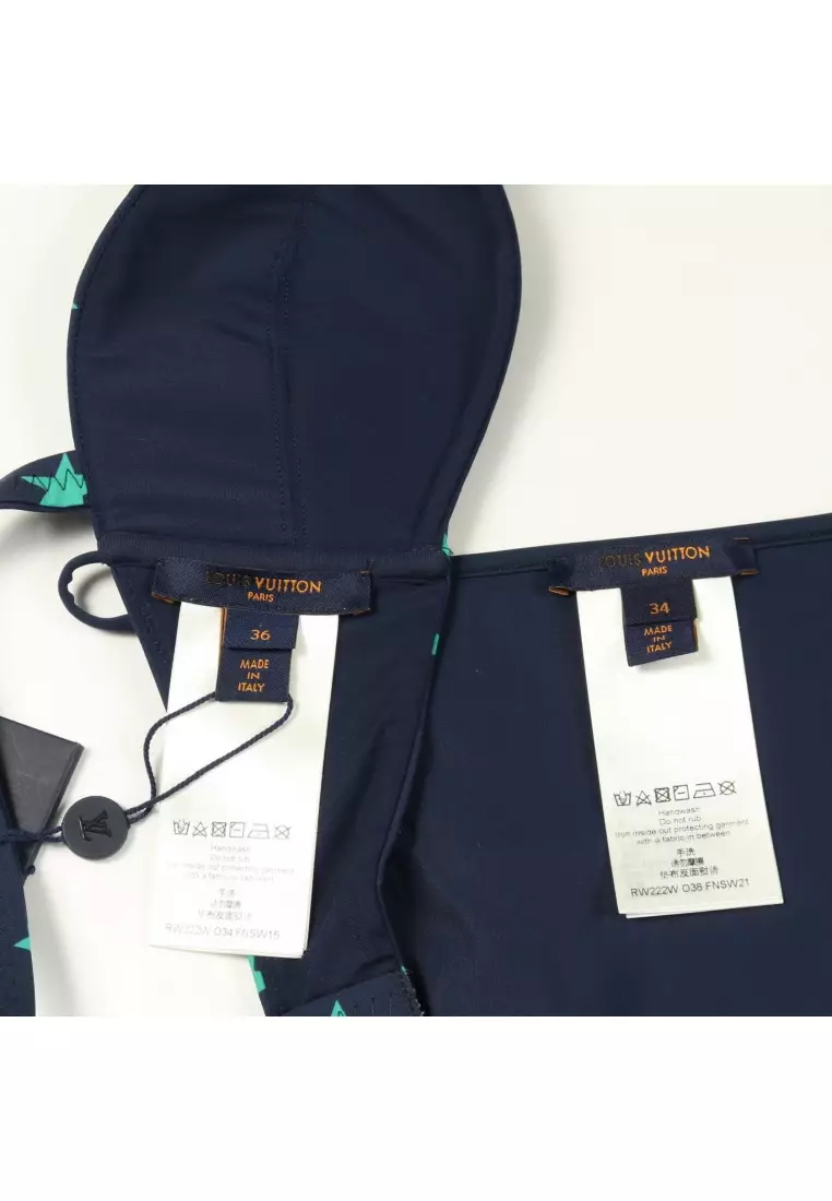 Pre-Loved Louis Vuitton bikini swimsuit star Nylon Navy green