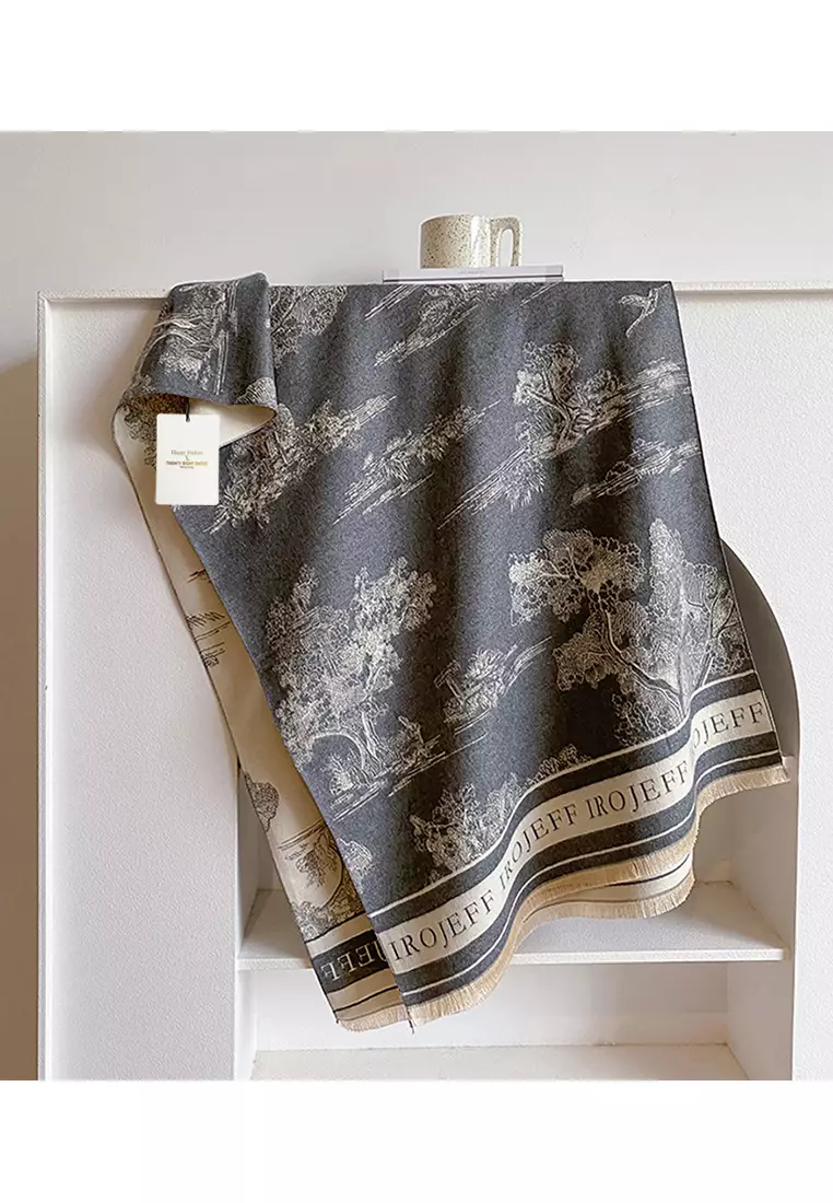 Landscape Painting Faux Cashmere Scarves AS-SY28625