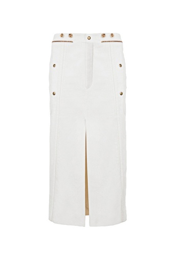 Chloé white Chloe Front And Back Slit Twill Biker Skirt in White 9FE7DAA7A02649GS_1