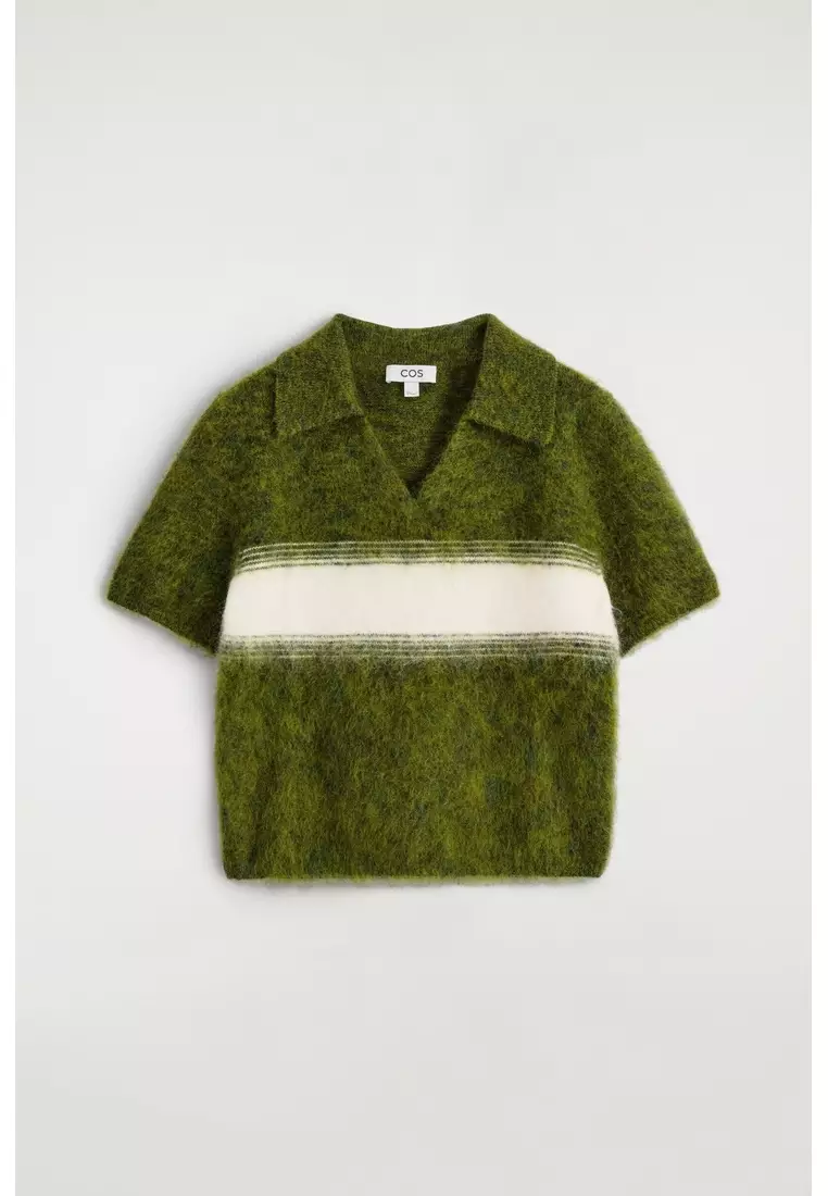 STRIPED MOHAIR-BLEND POLO JUMPER