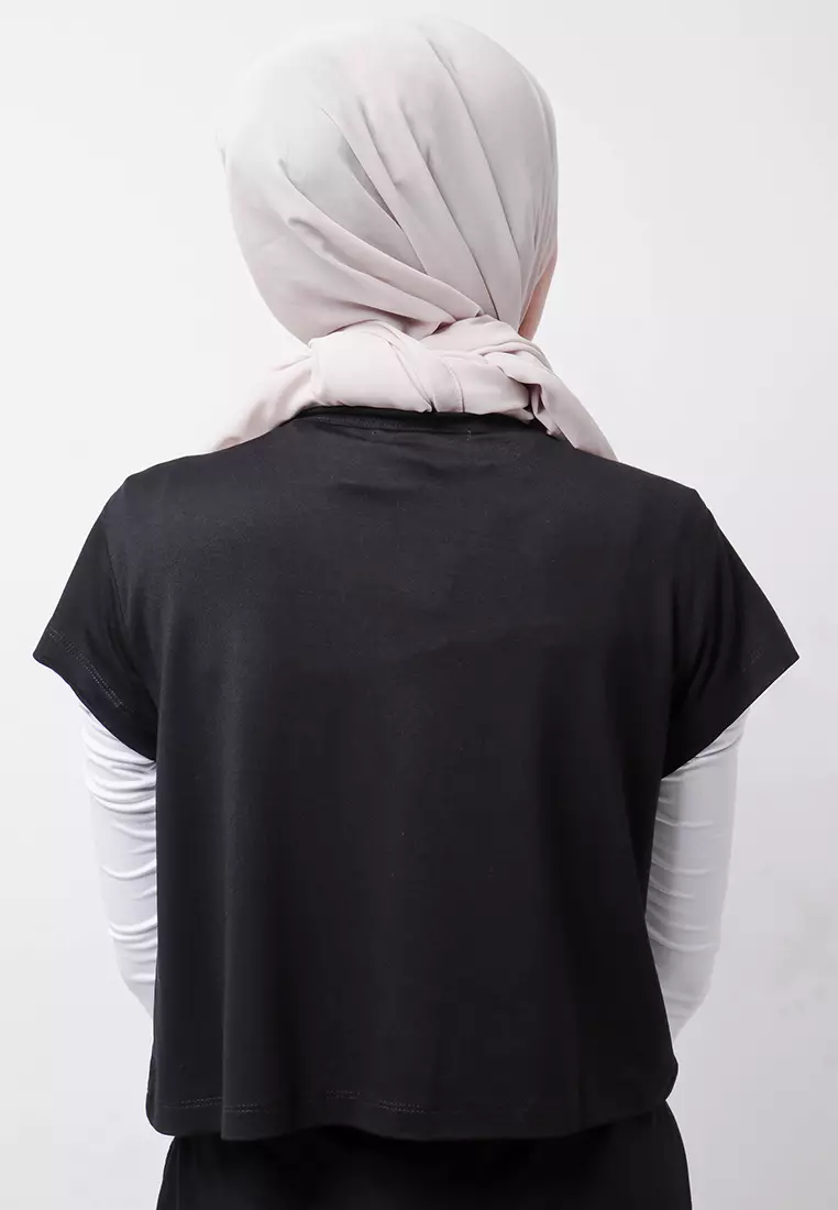 LTD97 RCP Crop Top Thdy Sign Hitam Kaos Casual Wanita