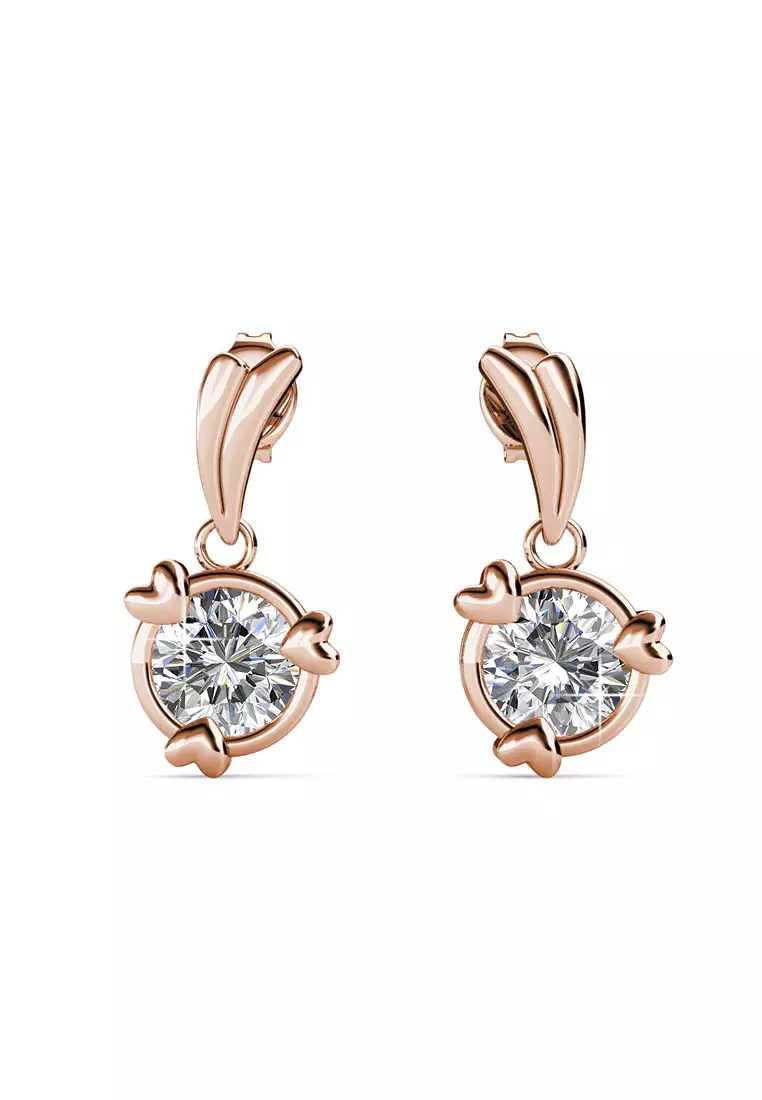 Tri Love Ring Earring Rose Gold - Anting Crystal by Her Jewellery