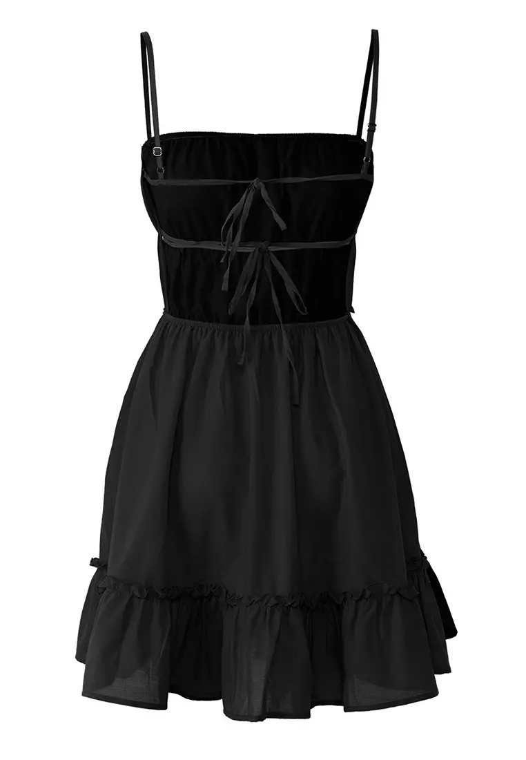 Black Woven Short 100% Cotton Beach Dress Tbess25El00120