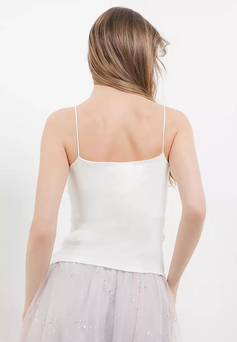 Padded Tank Top W/ Butterfly Lace