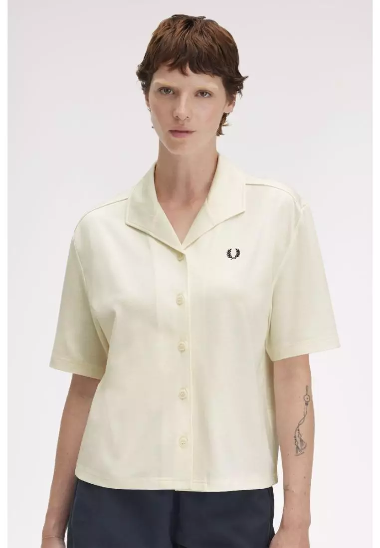 Fred Perry G9192 Open Collar Jersey Shirt (Ecru)