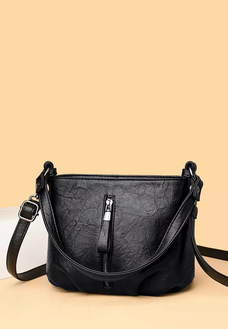 Textured Faux Leather Cross-Body Bucket Bag JW HD-3938