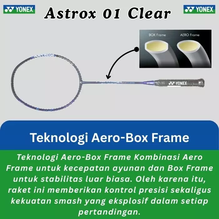 Raket Badminton Yonex Astrox 01 Clear GRATIS Senar, tas dan grip hitam