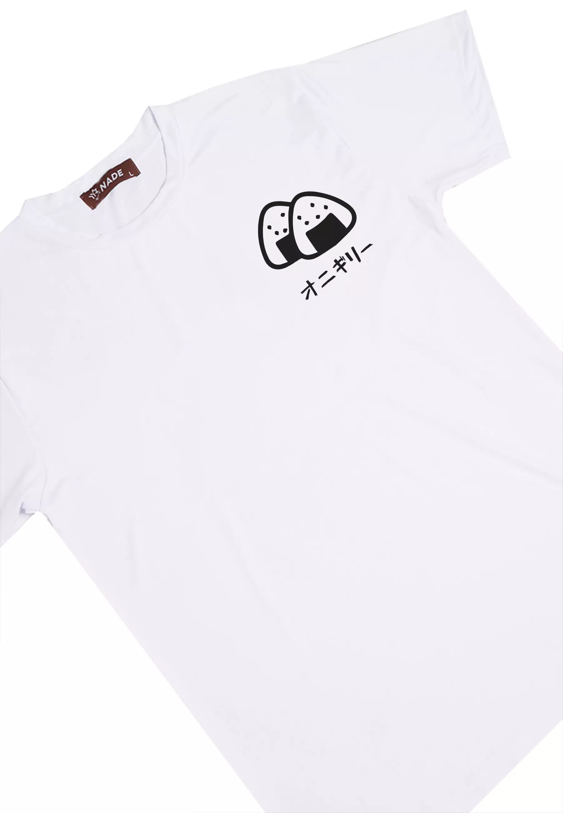 NTD27 kaos ringan anti kusut stretch cepat kering body fit pria Nade onigiri coklat muda putih