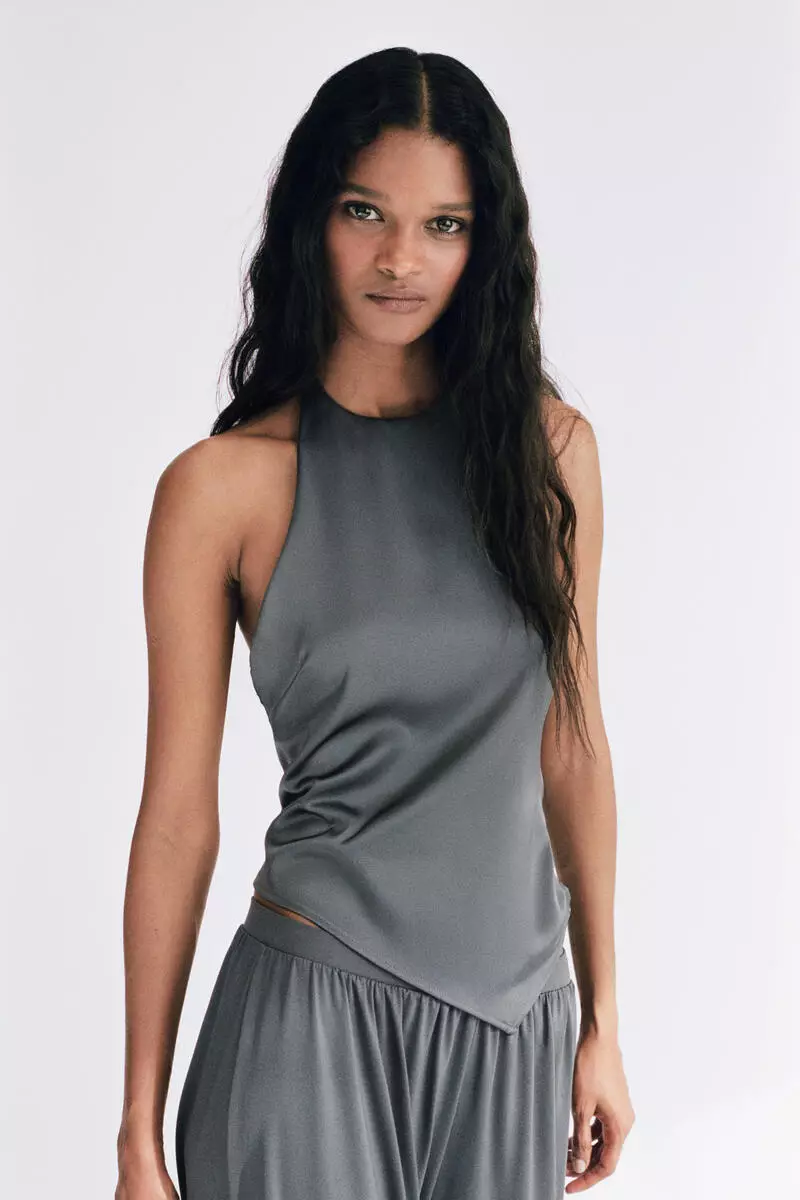 Asymmetric halterneck top