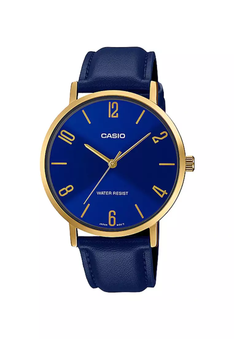 Buy Casio Casio Men's Analog Watch MTP-VT01GL-2B2 Blue Leather