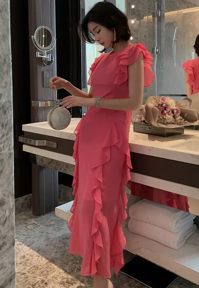 Buy Sunnydaysweety Korean Style Chiffon Slim Long Fishtail One