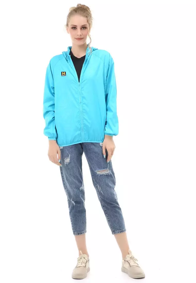 Hardwin Jaket Hoodie Wanita Pelindung UV Anti Air Material Polyester ORIGINAL - Light Blue