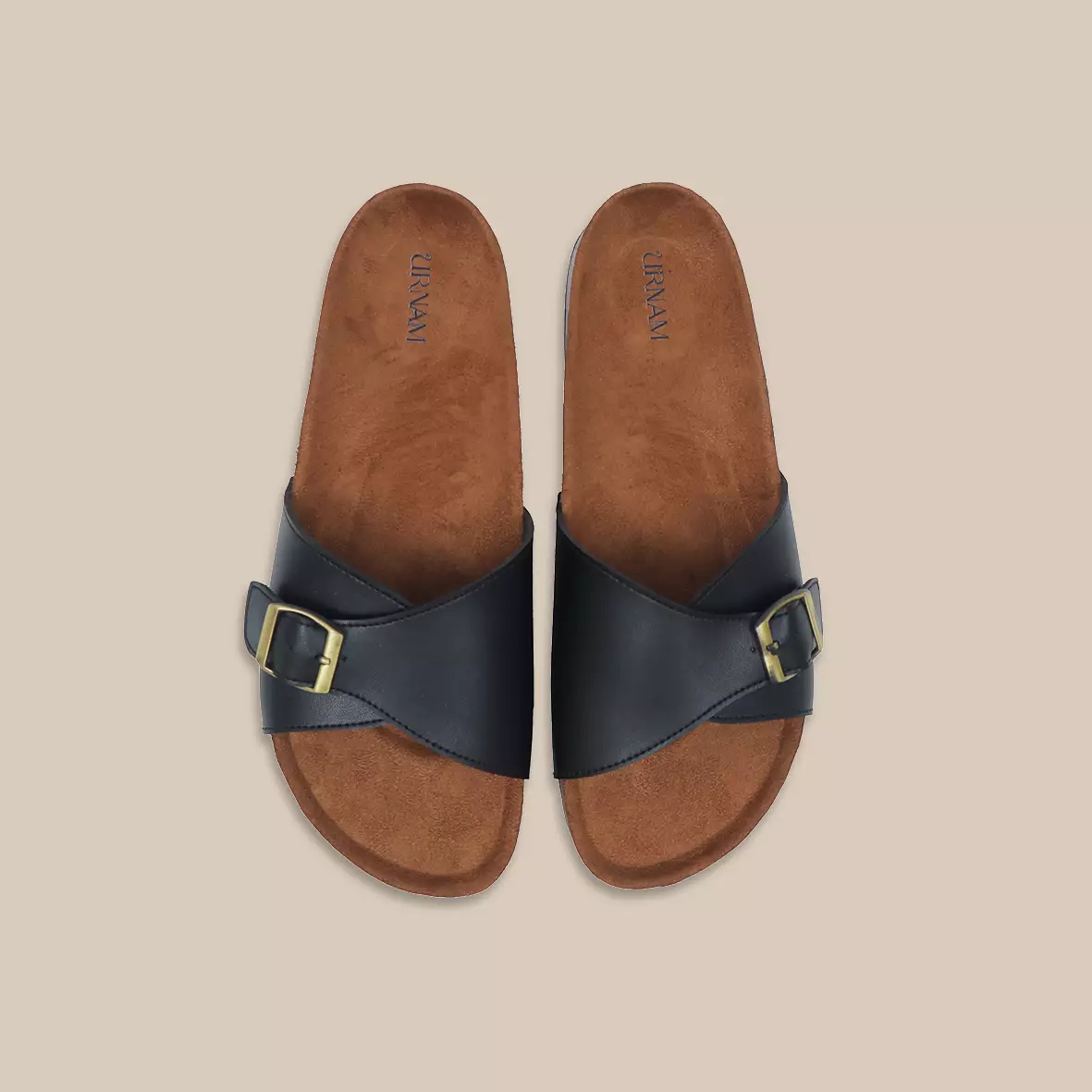 Urnam Sandal Wanita Flat Slip On Nyaman Kasual - Black