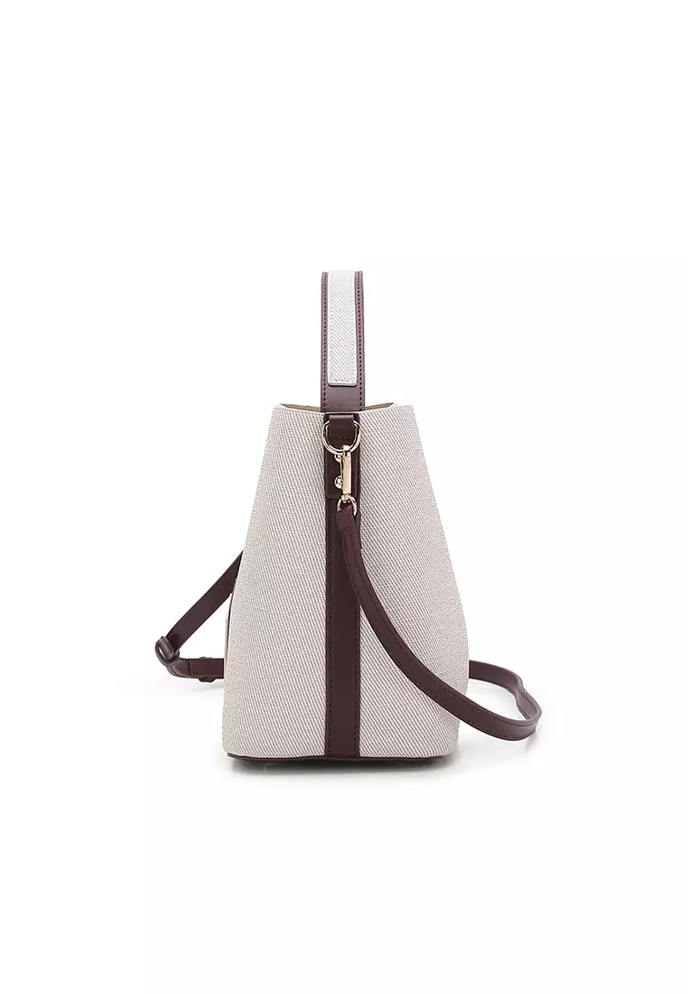 Women's Top Handle Bag / Sling Bag / Crossbody Bag / Shoulder Bag (Tas Tangan Wanita / Tas Selempang Wanita / Tas Bahu Wanita) - Krem / Merah