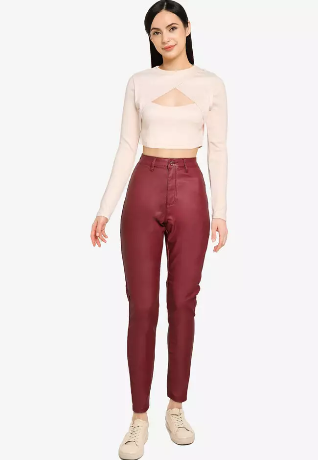 Missguided high waisted coated best sale skinny jeans