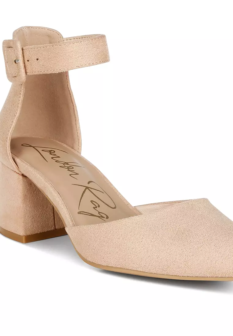 Sandal Santai Bertumit Sedang Warna Beige