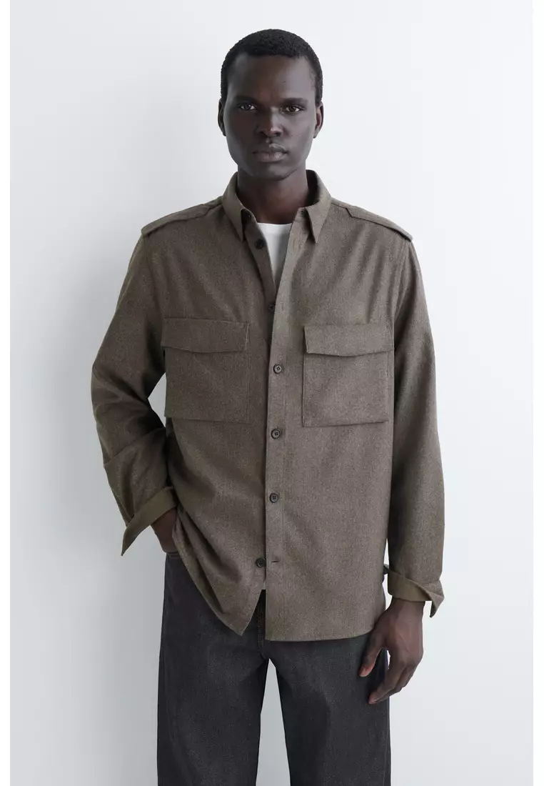 BUTTON-DOWN COLLAR WOOL SHIRT