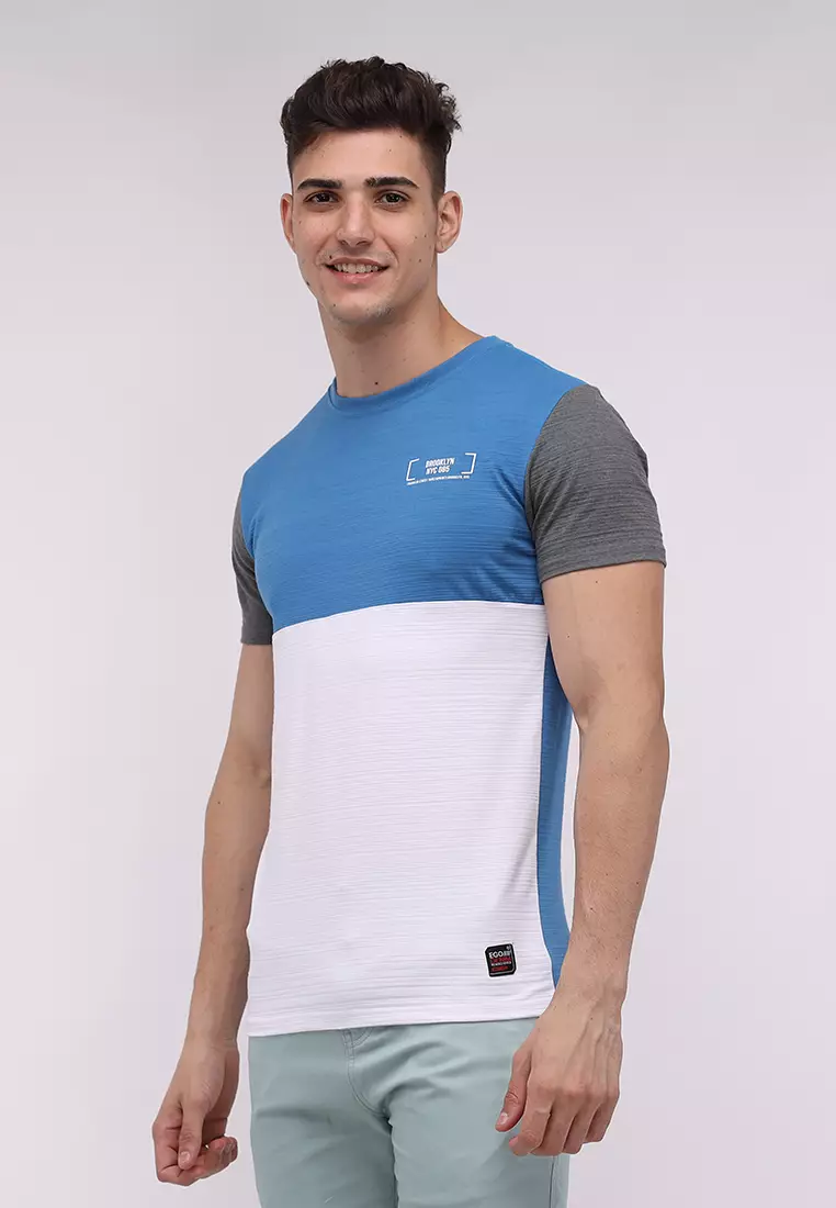 Round Neck Streaky Short Sleeves T-Shirt