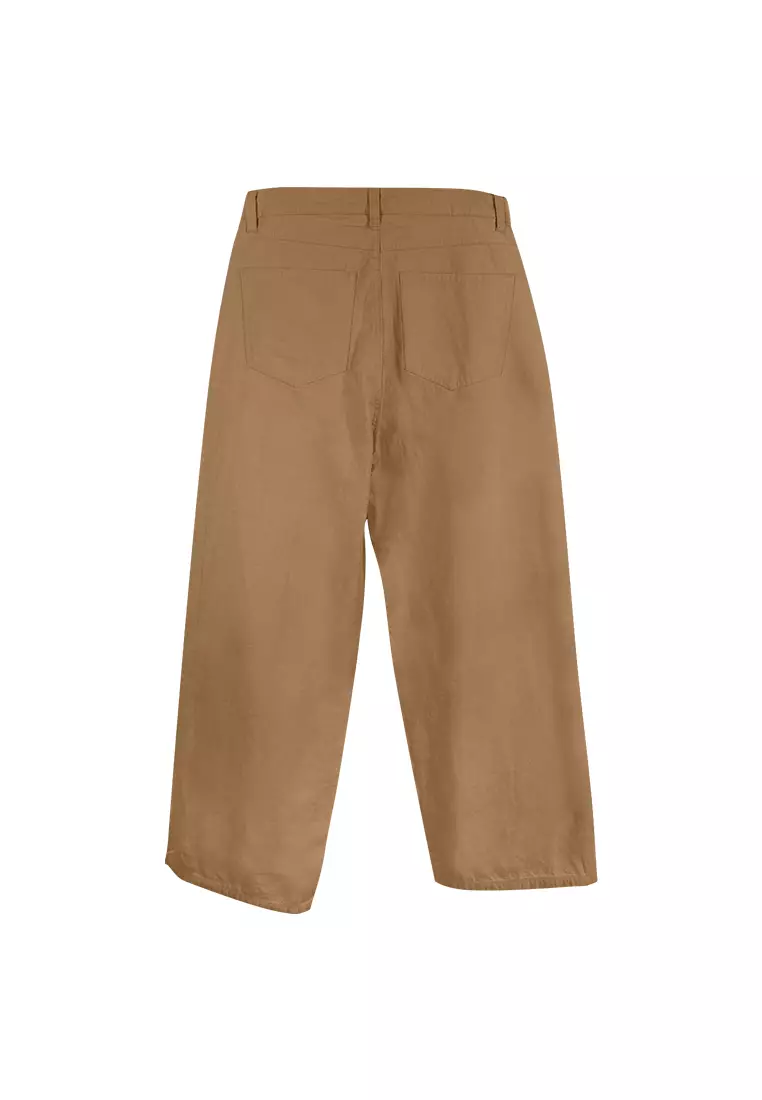 Ladies' Mid Waist Trouser Pants - Brown
