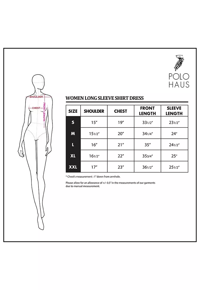 Polo Haus - Women’s Oxford Long Sleeve Shirt Dress WBSDE001