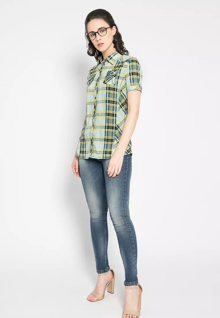 LGS - Kemeja Wanita - Motif Kotak - Hijau - LSH.380.S1103.379.C