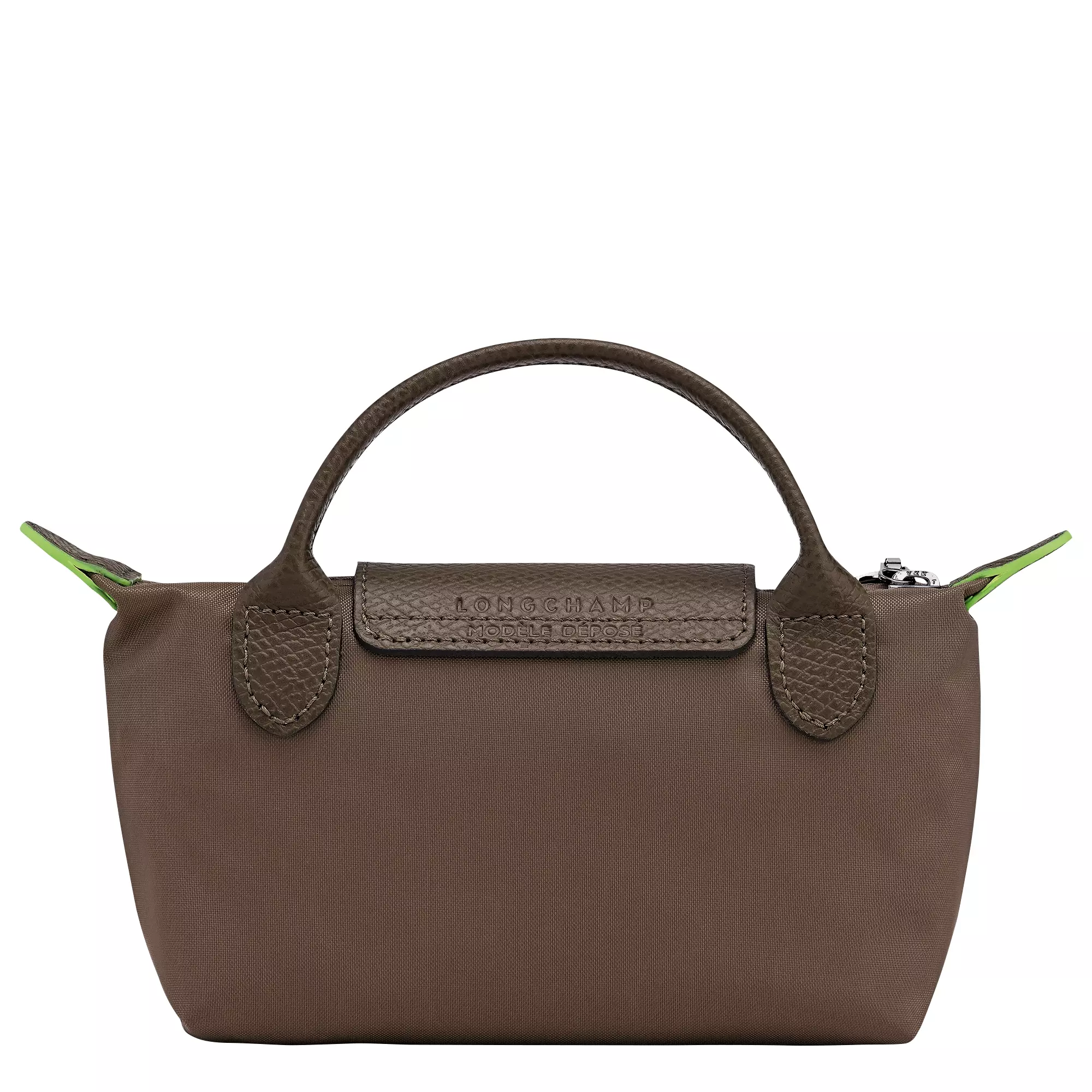 Le Pliage Green Pouch with Handle - Brown Terra