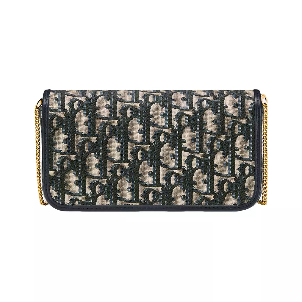 Small Miss Caro Pouch with Chain Oblique Jacquard Blue