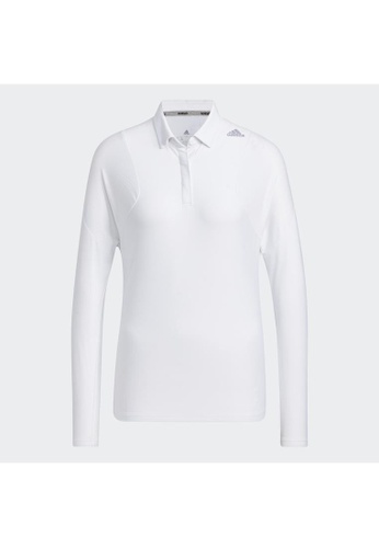 ADIDAS white Long Sleeve Stretch Polo Shirt EFCE9AA826807AGS_1