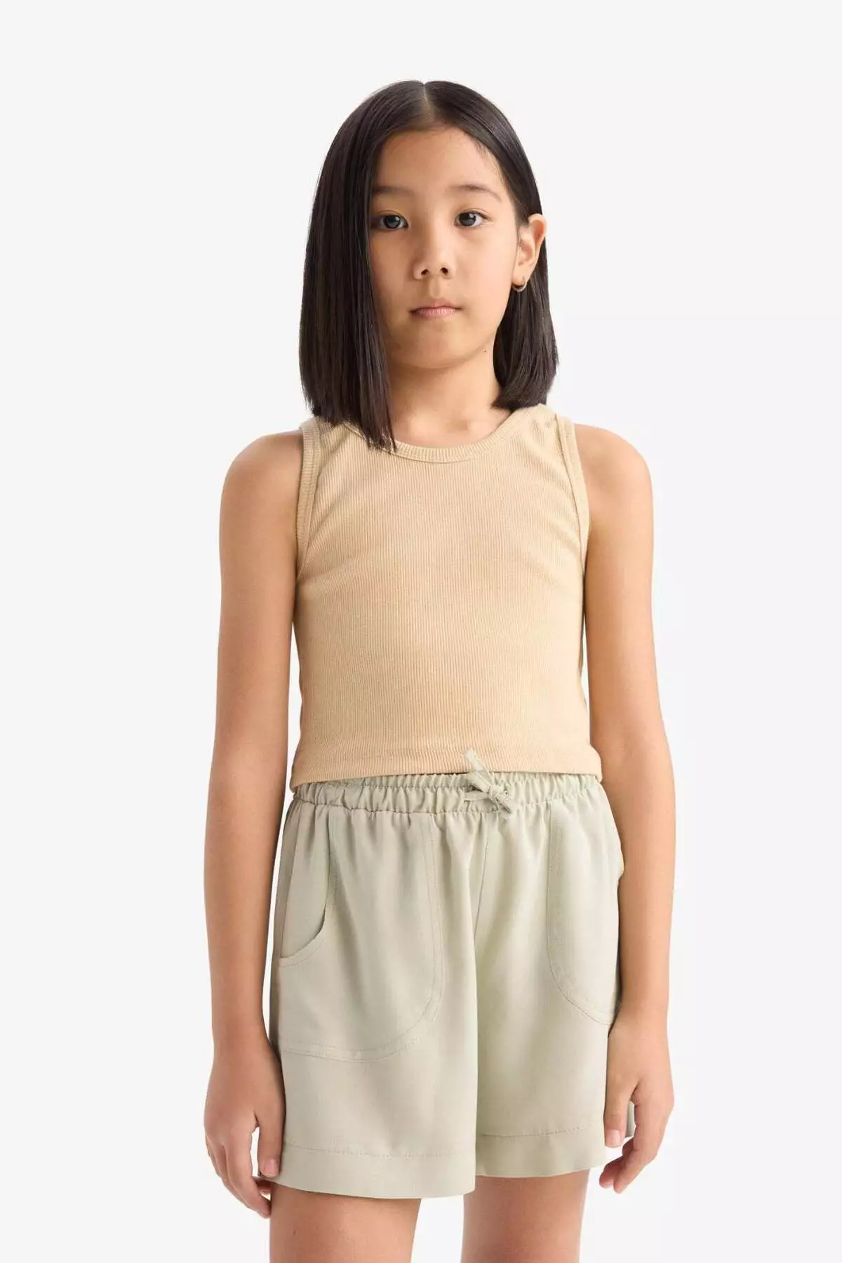 Girls Elastic Waist Viscose Shorts D7616A825Hs