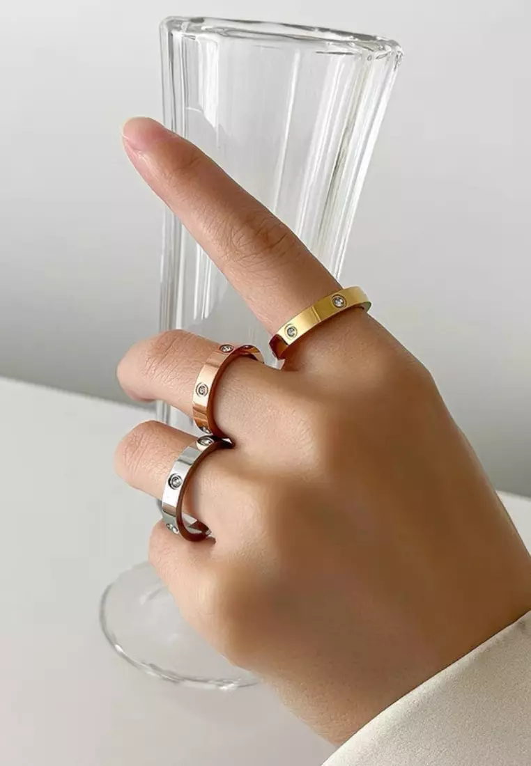 Wanderlust Cubic Zirconia Inset Eternal Band Ring in Silver