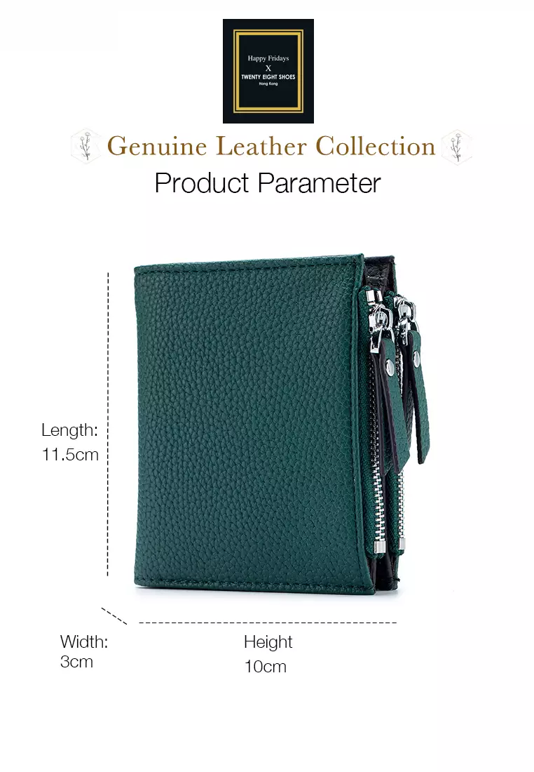 Full Grain Leather Double Zipper Purse JW AN-1701