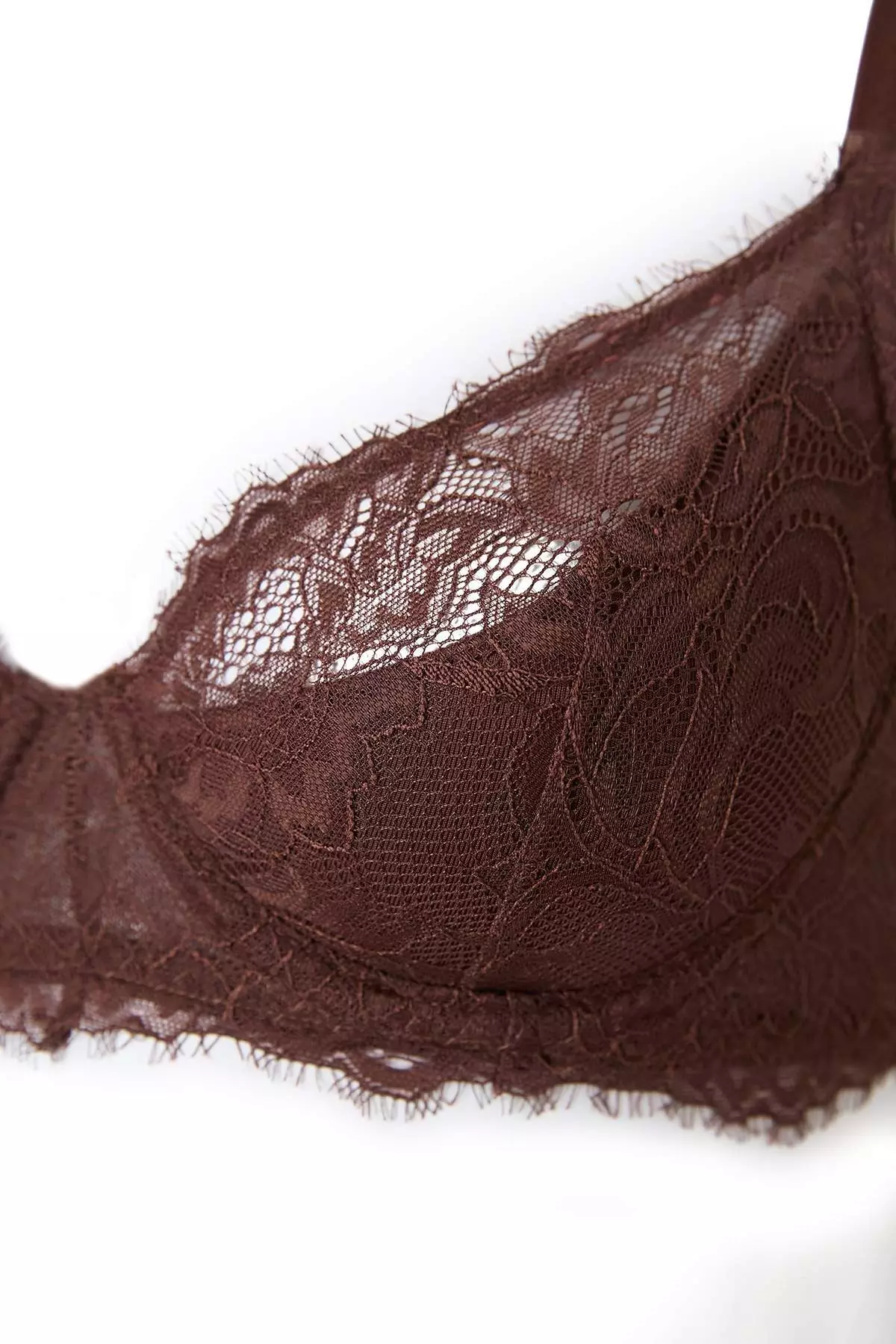 Brown Lace Covered Knitted Strap Lingerie Set Thmss25Cc15
