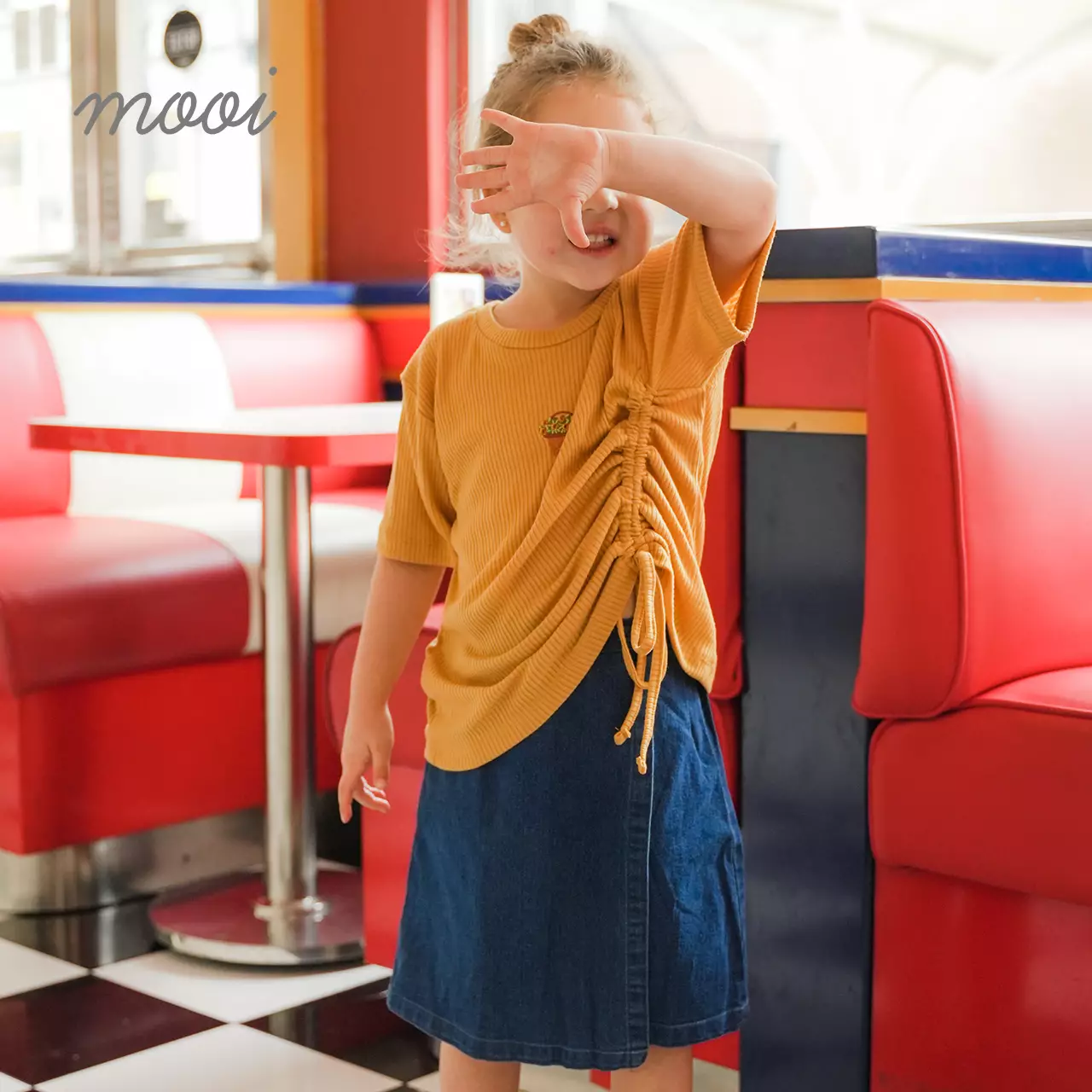 Mooi Rok Celana Skort Jeans Anak Chiara Denim Skort - Light Blue