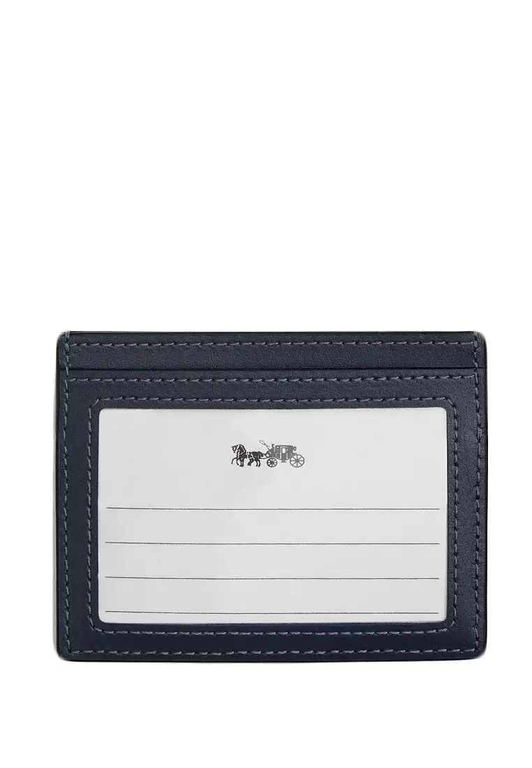 Slim ID Card Case In Regenerative Cotton With Quilting - Indigo Denim