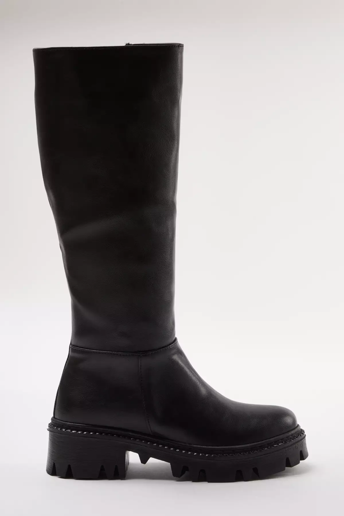 Black Thick Soled Women's Zippered Boots Takaw25Cz00005