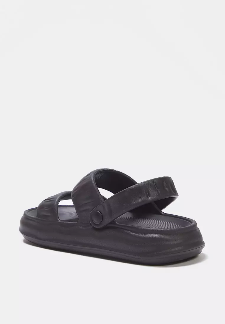 Black Double Band Light Sole Women Eva Sandals Slippers Takss25Sd00032