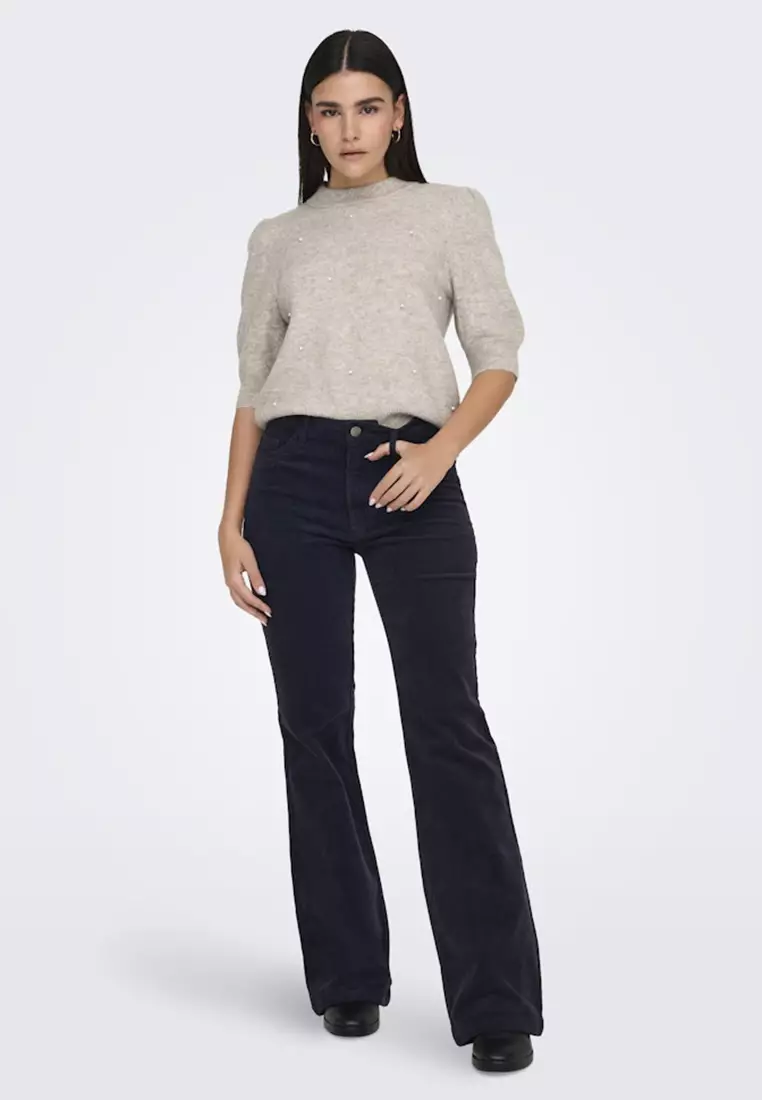 Half Sleeves Pullover Knit Sweater
