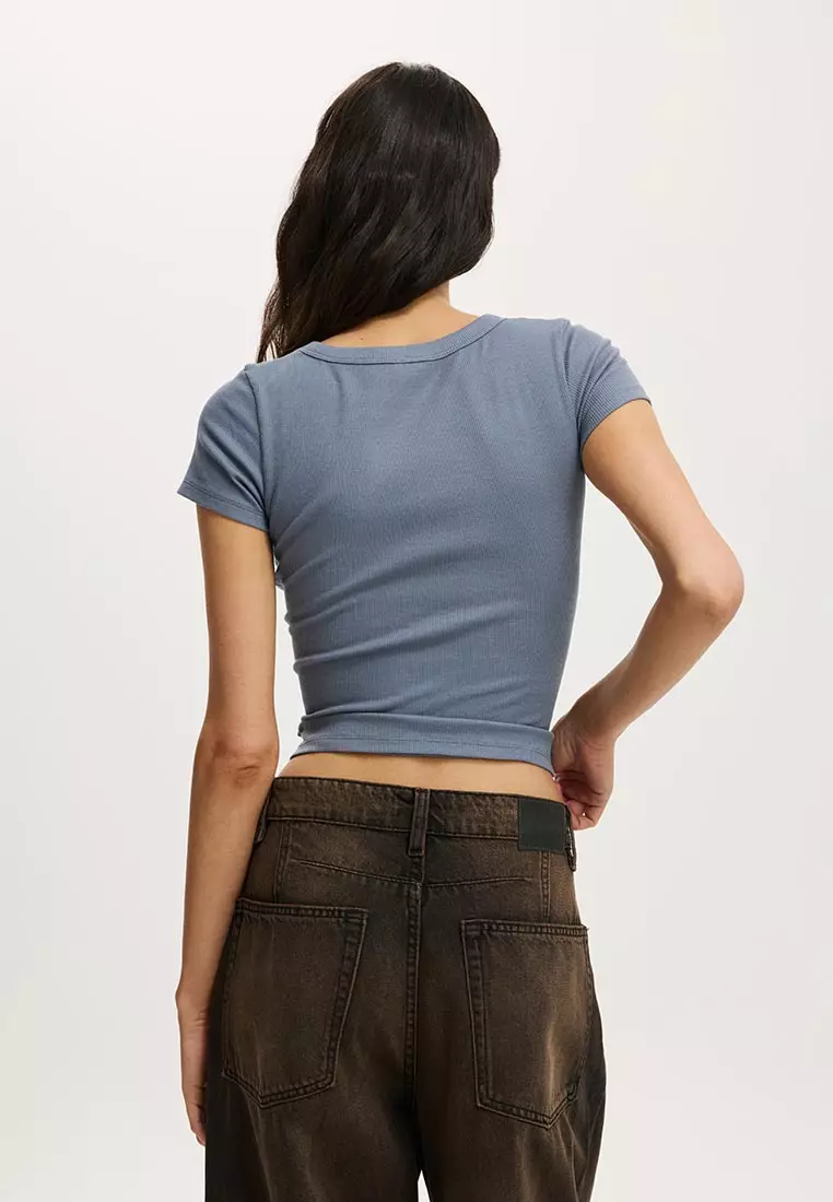 Goldie Rib V Neck Short Sleeve