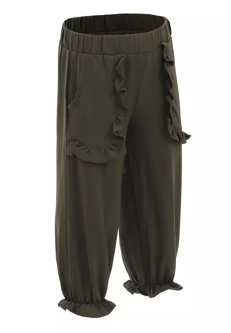 Yocelyn Celana Panjang Anak Perempuan Variasi Saku Pants Kids Daily Motif Polos Material Crepe ORIGINAL - Forest