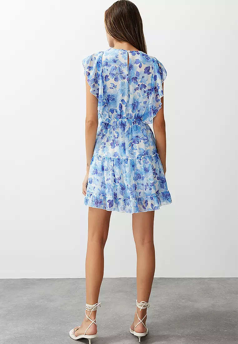 Ruffle Chiffon Mini Dress