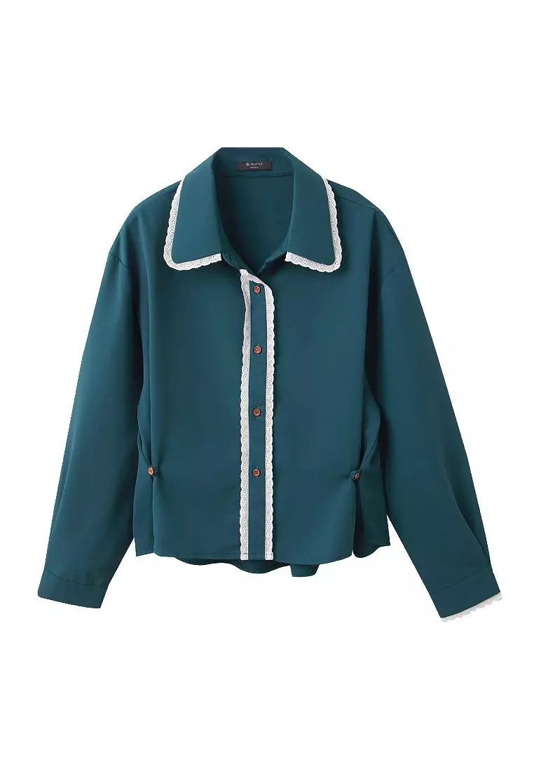 Two-Way Lace Trimmed Blouse [AB19796]