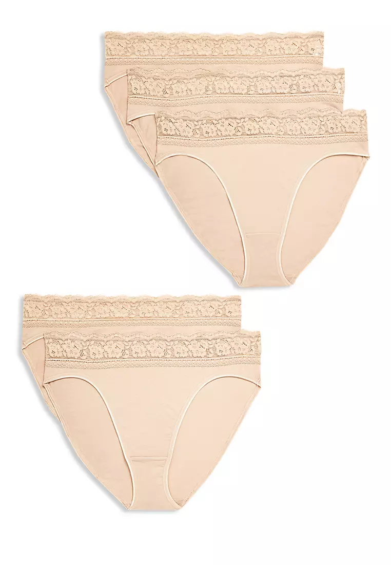 5pk Cotton Lycra® & Lace Knickers