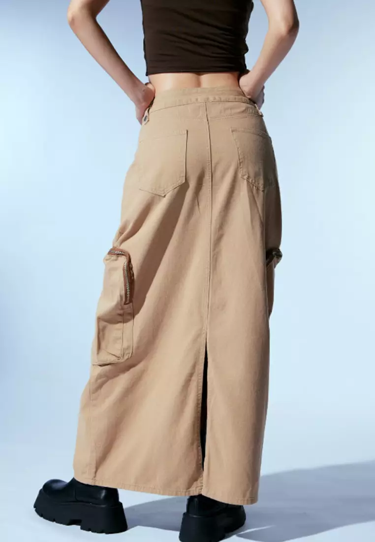 Side Cargo Pockets Maxi Skirt